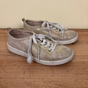 VIONIC Winny Lace-up Sneaker Gold Women Size 8 Casual Everyday Comfort Shimmer